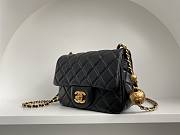 Chanel Mini Square Flap Bag With Pearl Crush Chain Black 13x18x7cm - 2