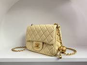 Chanel Mini Square Flap Bag With Pearl Crush Chain Light Yellow 13x18x7cm - 2