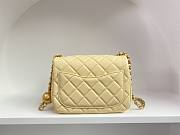Chanel Mini Square Flap Bag With Pearl Crush Chain Light Yellow 13x18x7cm - 3