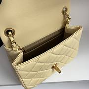 Chanel Mini Square Flap Bag With Pearl Crush Chain Light Yellow 13x18x7cm - 5
