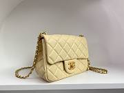 Chanel Mini Square Flap Bag With Pearl Crush Chain Light Yellow 13x18x7cm - 6