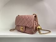 Chanel Mini Square Flap Bag With Pearl Crush Chain Pink 13x18x7cm - 6