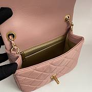 Chanel Mini Square Flap Bag With Pearl Crush Chain Pink 13x18x7cm - 5