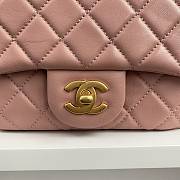 Chanel Mini Square Flap Bag With Pearl Crush Chain Pink 13x18x7cm - 2