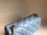 Chanel Mini Square Flap Bag With Pearl Crush Chain Blue 13x18x7cm - 6