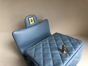 Chanel Mini Square Flap Bag With Pearl Crush Chain Blue 13x18x7cm - 4