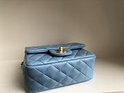 Chanel Mini Square Flap Bag With Pearl Crush Chain Blue 13x18x7cm - 3