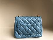 Chanel Mini Square Flap Bag With Pearl Crush Chain Blue 13x18x7cm - 2