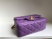 Chanel Mini Square Flap Bag With Pearl Crush Chain Purple 13x18x7cm - 6