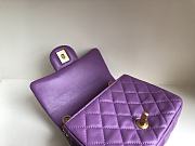 Chanel Mini Square Flap Bag With Pearl Crush Chain Purple 13x18x7cm - 5