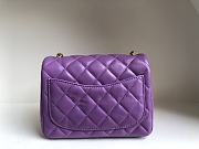 Chanel Mini Square Flap Bag With Pearl Crush Chain Purple 13x18x7cm - 3