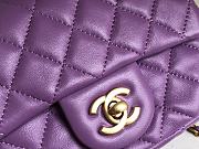 Chanel Mini Square Flap Bag With Pearl Crush Chain Purple 13x18x7cm - 2