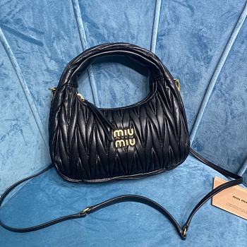 MiuMiu Wander Mastalesse Nappa Leather Hobo Bag in Black 23x13x7cm