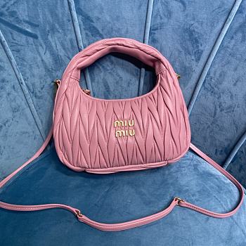 MiuMiu Wander Mastalesse Nappa Leather Hobo Bag in Pink 23x13x7cm