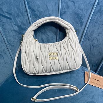 MiuMiu Wander Mastalesse Nappa Leather Hobo Bag in White 23x13x7cm