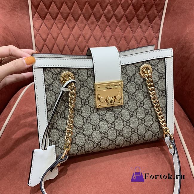 Gucci Padlock GG Medium Shoulder Bag GG Supreme White Leather 26x18x10cm - 1