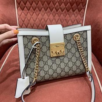 Gucci Padlock GG Medium Shoulder Bag GG Supreme White Leather 26x18x10cm