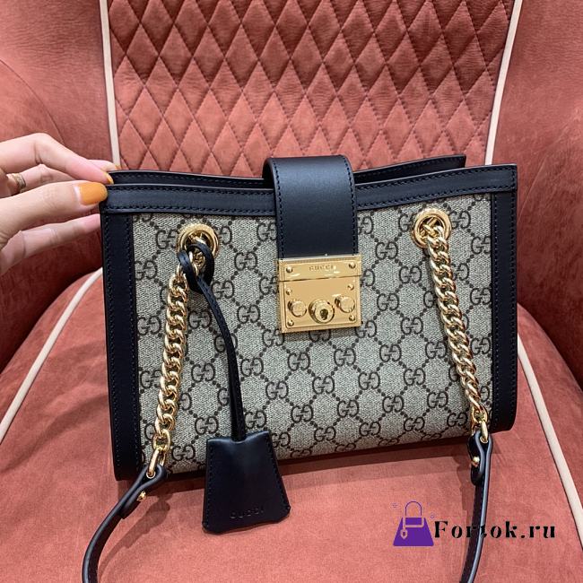 Gucci Padlock GG Medium Shoulder Bag GG Supreme Black Leather 26x18x10cm - 1