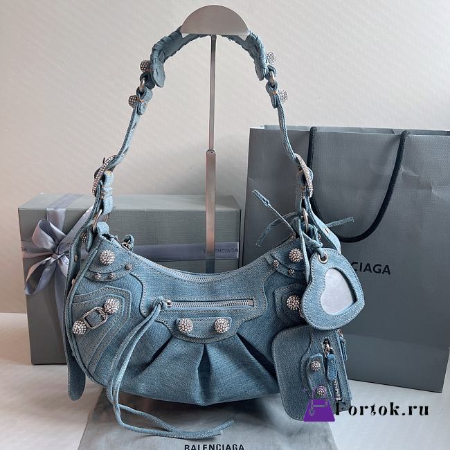 Balenciaga Le Cagole Denim Shoulder Bag 33x16x8cm - 1