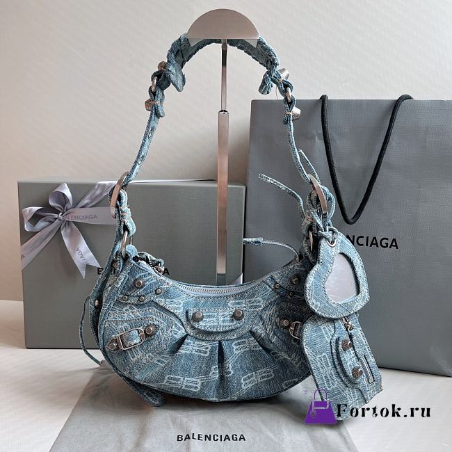 Balenciaga Le Cagole XS BB Monogram Denim Shoulder Bag 26x16x6cm - 1