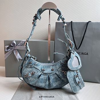 Balenciaga Le Cagole XS BB Monogram Denim Shoulder Bag 26x16x6cm