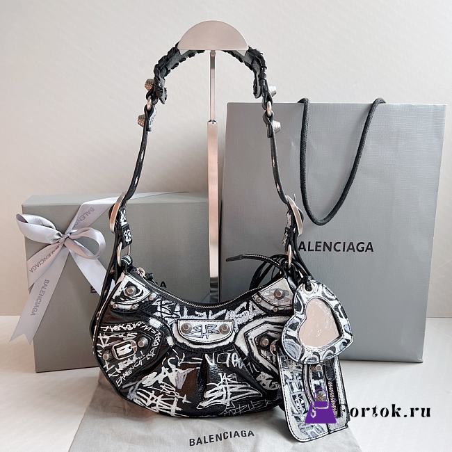 Balenciaga Le Cagole Xs Shoulder Bag Graffiti Black 26x12x6cm - 1