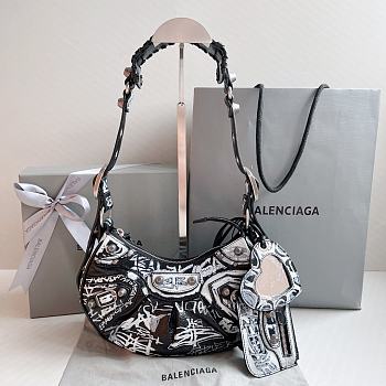 Balenciaga Le Cagole Xs Shoulder Bag Graffiti Black 26x12x6cm