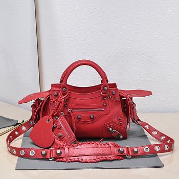 Balenciaga Red XS Neo Cagole Top Handle Bag 26x11x18cm