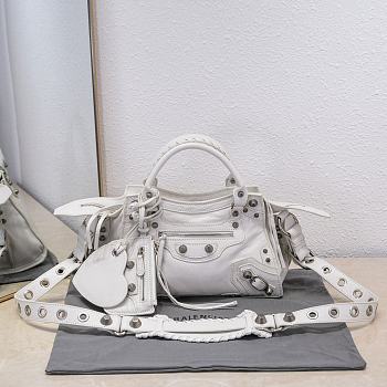 Balenciaga White XS Neo Cagole Top Handle Bag 26x11x18cm