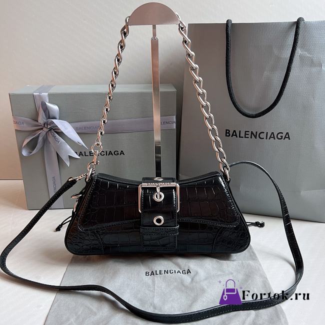 Balenciaga Lindsay Croc Black Small Black Shoulder Bag 27x4.8x15.5cm - 1