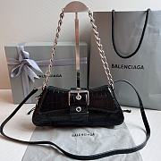 Balenciaga Lindsay Croc Black Small Black Shoulder Bag 27x4.8x15.5cm - 1