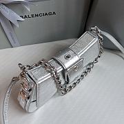 Balenciaga Lindsay Croc Black Small Silver Shoulder Bag 27x4.8x15.5cm - 3