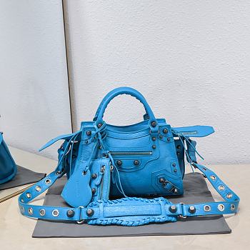 Balenciaga Blue XS Neo Cagole Top Handle Bag 26x11x18cm