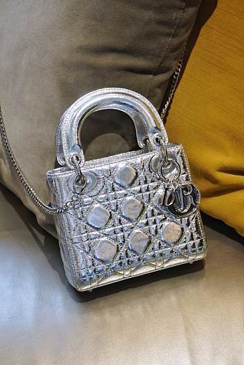 Dior Lady My ABCDior Bag in Silver 17cm