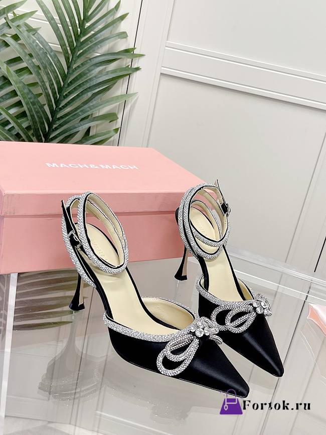 Mach&Mach Double Bow Heels in Black - 1