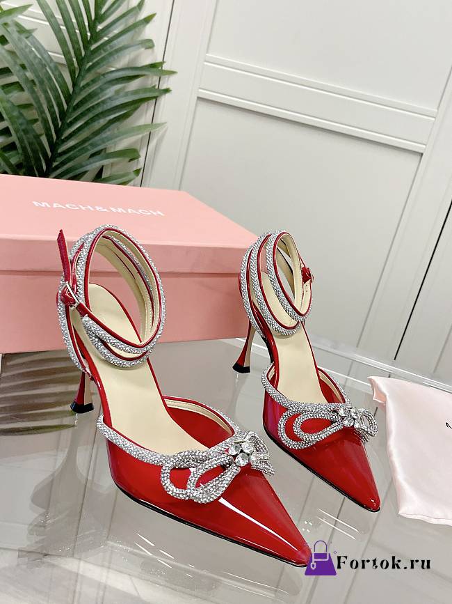 Mach&Mach Double Bow Heels in Red - 1