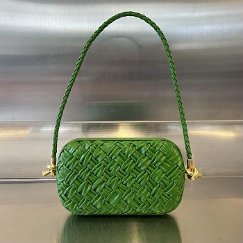 Bottega Veneta Leather Knot Minaudiere Shoulder Bag in Green 20x12x5.5cm