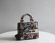 Dior Lady D-Lite Embroidered Flower Hibiscus Bag 24x20x11cm - 1