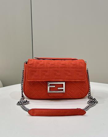 Fendi Women's Red Baguette Chain Medium Shoulder Bag 24×6×13cm