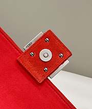 Fendi Women's Red Baguette Chain Medium Shoulder Bag 24×6×13cm - 5