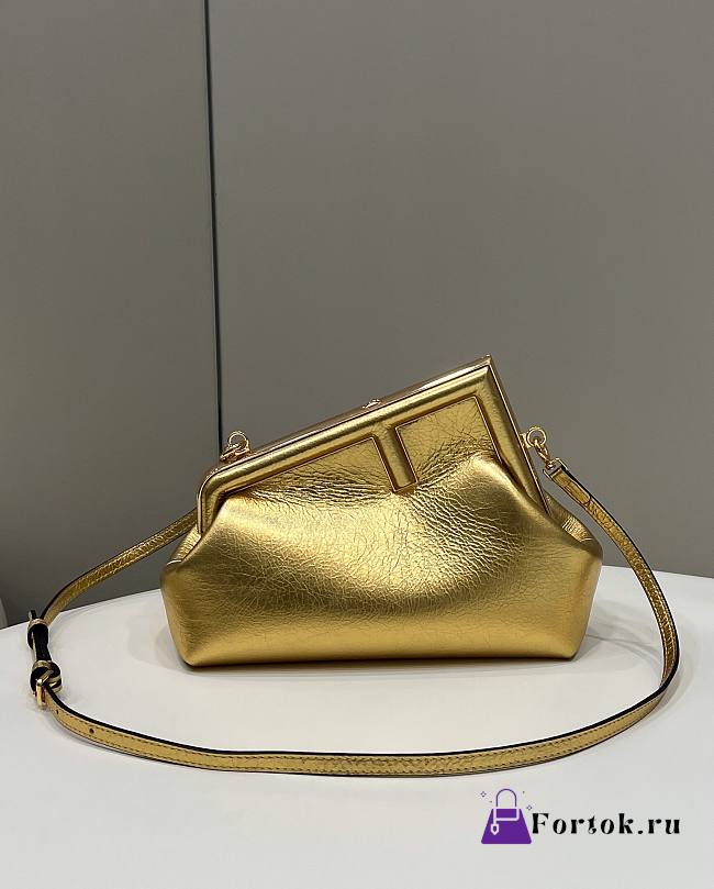 Fendi First Small Gold Laminated Leather Bag 26×9.5×18cm - 1