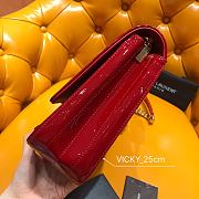 Saint Laurent Red Vicky Medium Leather Shoulder Bag 25x22.5x9.5cm - 6