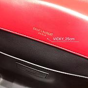 Saint Laurent Red Vicky Medium Leather Shoulder Bag 25x22.5x9.5cm - 4