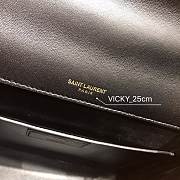 Saint Laurent Black Vicky Medium Leather Shoulder Bag 25x22.5x9.5cm - 6