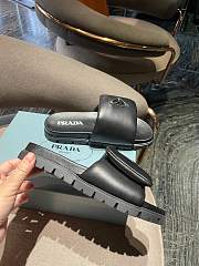 Prada Padded Napa Leather Slides in Black  - 4