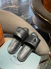Prada Padded Napa Leather Slides in Black  - 5