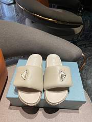 Prada Padded Napa Leather Slides in Beige - 1