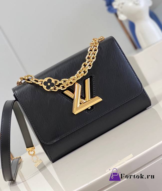 Louis Vuitton Twist Handbag in Black Gold Buckle M59402 23x17x9.5cm - 1