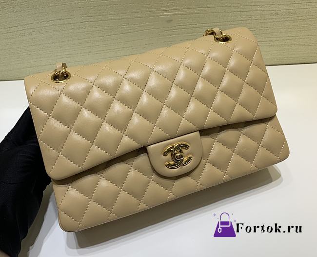 Chanel Classic Flap Bag Lambskin Leather Beige 25cm - 1