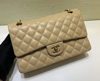 Chanel Classic Flap Bag Lambskin Leather Beige 25cm